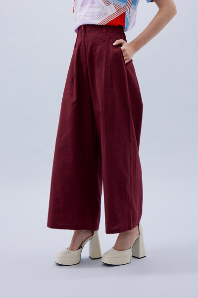 Soft Wide Pant in Berry