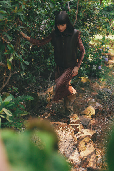 Shearling Vest in Faux Leather