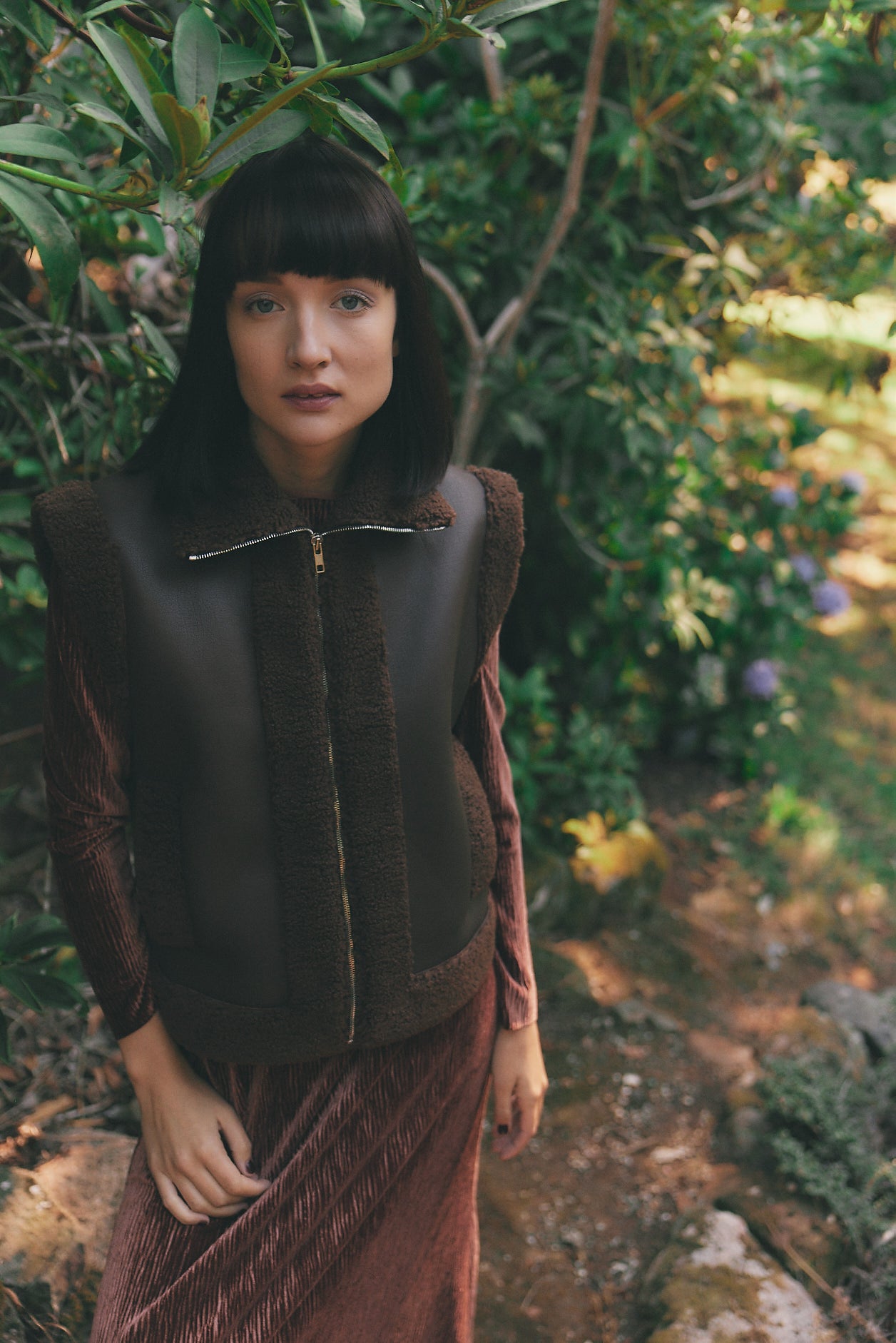 Shearling Vest in Faux Leather