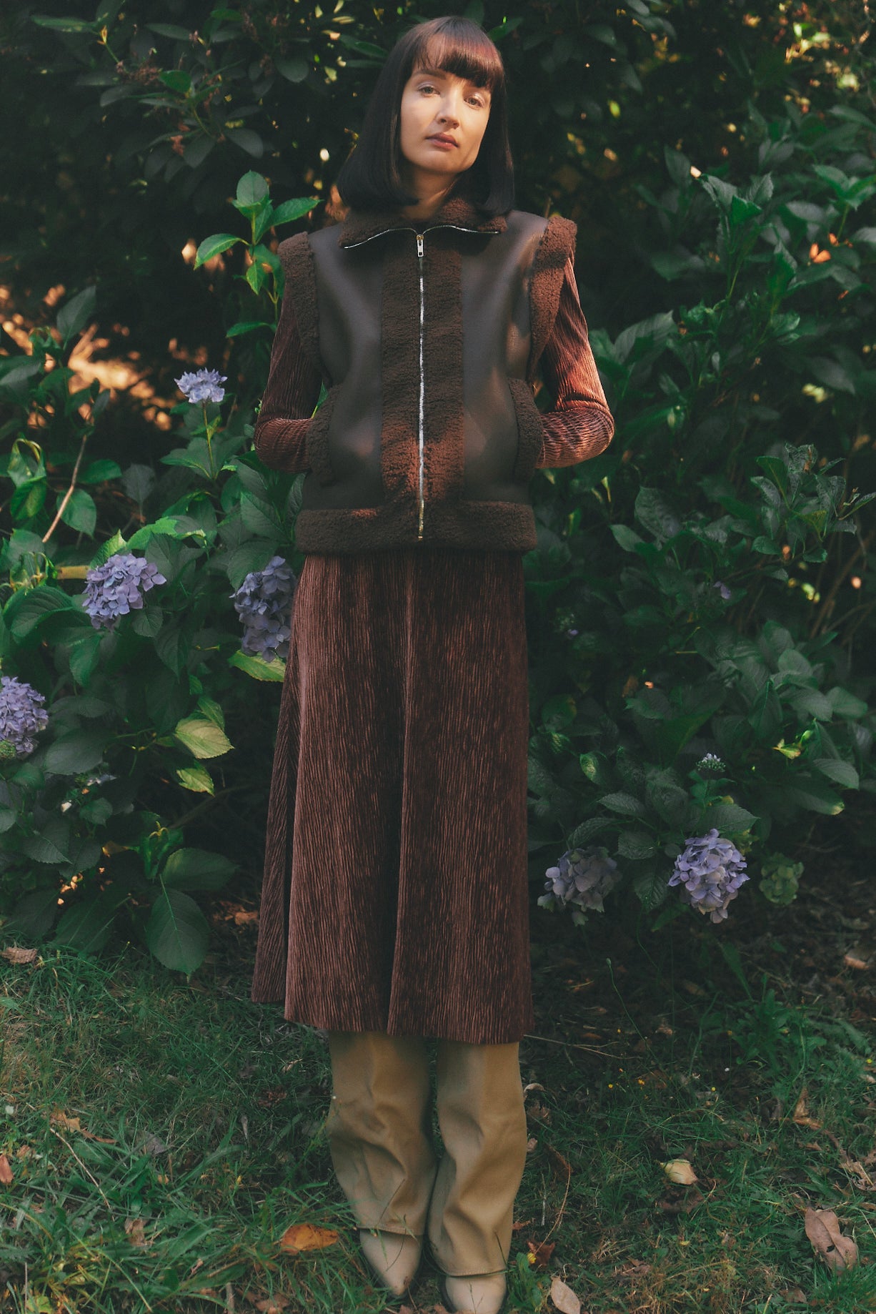 Shearling Vest in Faux Leather