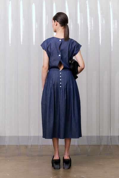 Buttoned Picnic Dress, Denim | PRE-ORDER