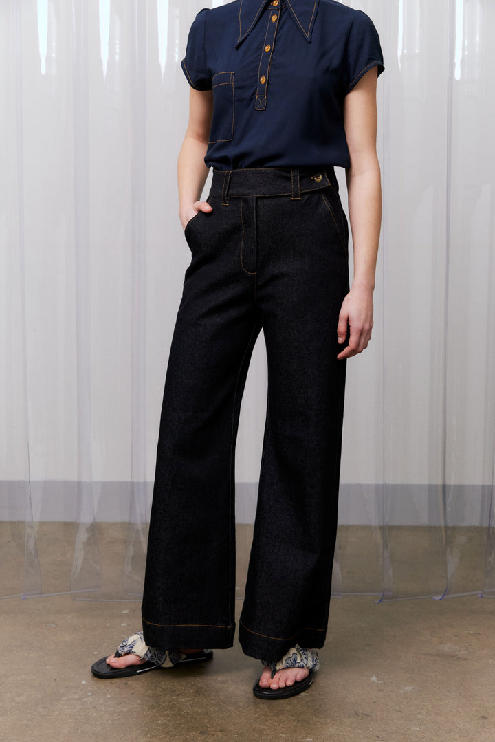 Rib Cage Manhattan, Black Denim Contrast Stitch – Leonard St