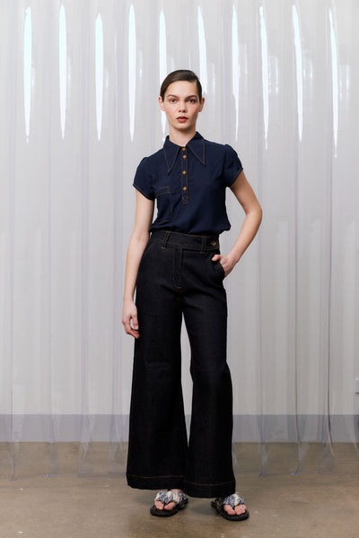 Rib Cage Manhattan, Black Denim Contrast Stitch
