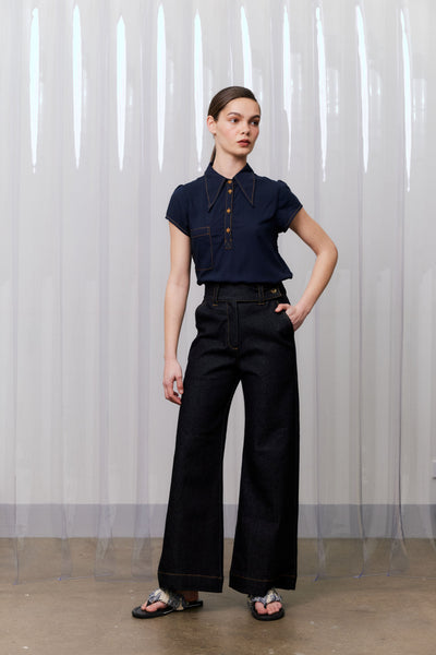 Rib Cage Manhattan, Black Denim Contrast Stitch