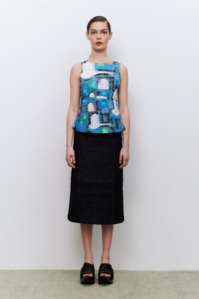 Column Skirt, Denim