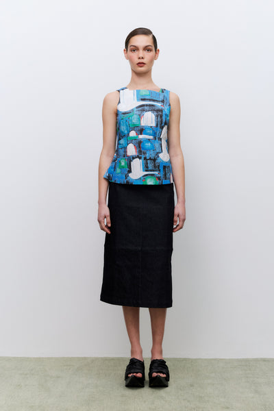 Column Skirt, Denim