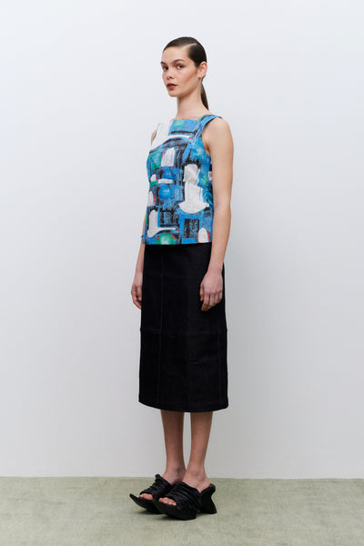 Column Skirt, Denim