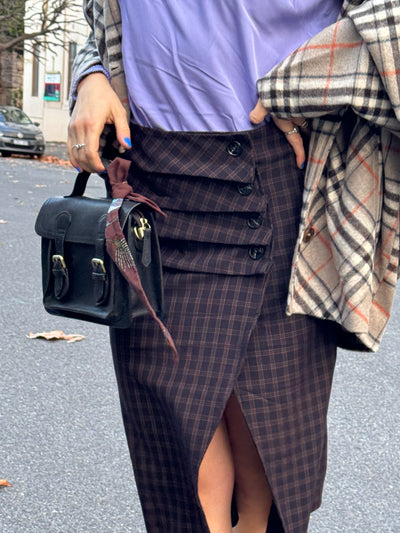 Stewart Skirt, Crepe Check