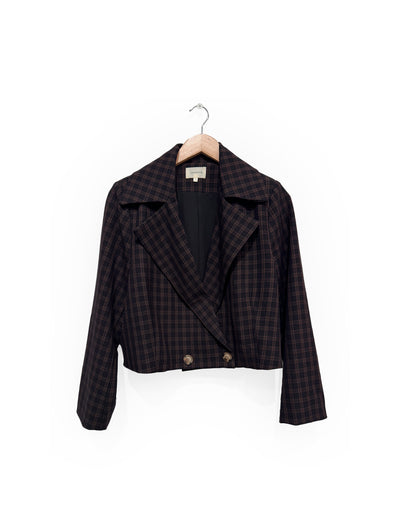 Cropped Blazer in Crepe Check