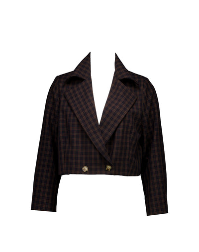 Cropped Blazer in Crepe Check