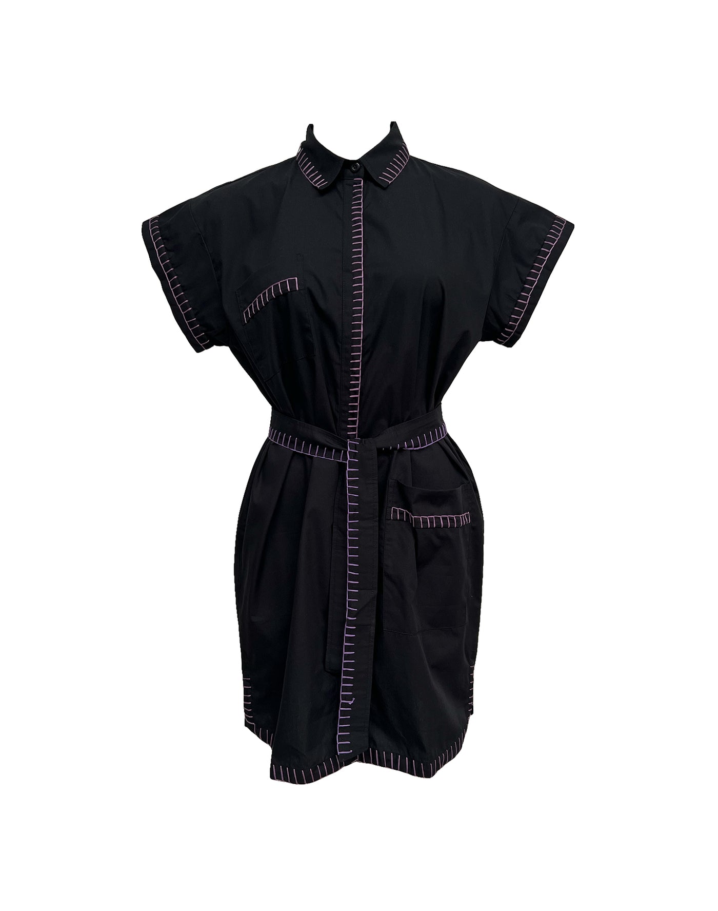 Crafternoon Shirt Dress, Black/Lilac