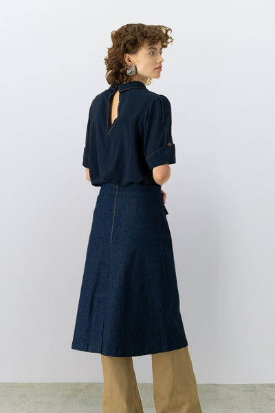 Gallery Pocket Skirt Blue Denim