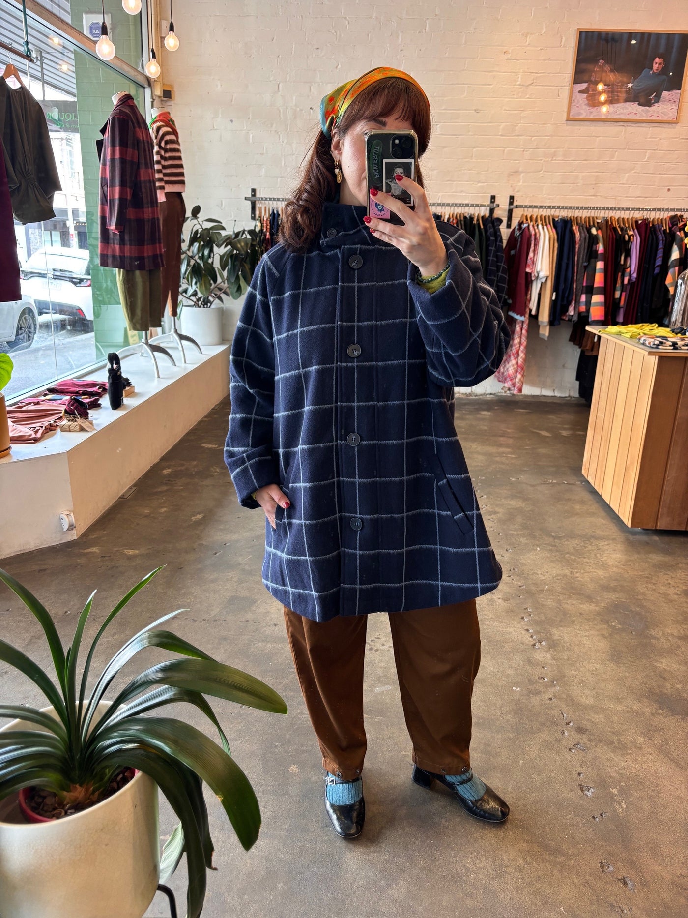 Raglan Coat, Navy Check