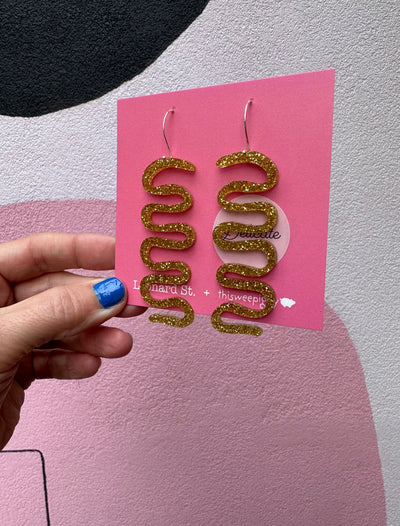 Gold Squiggle Earring