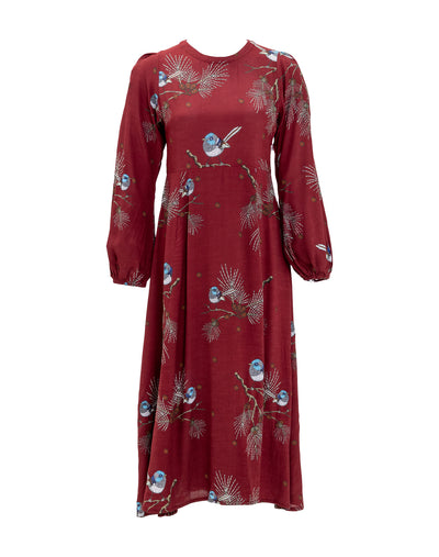 Janis Dress, Burgundy Wren