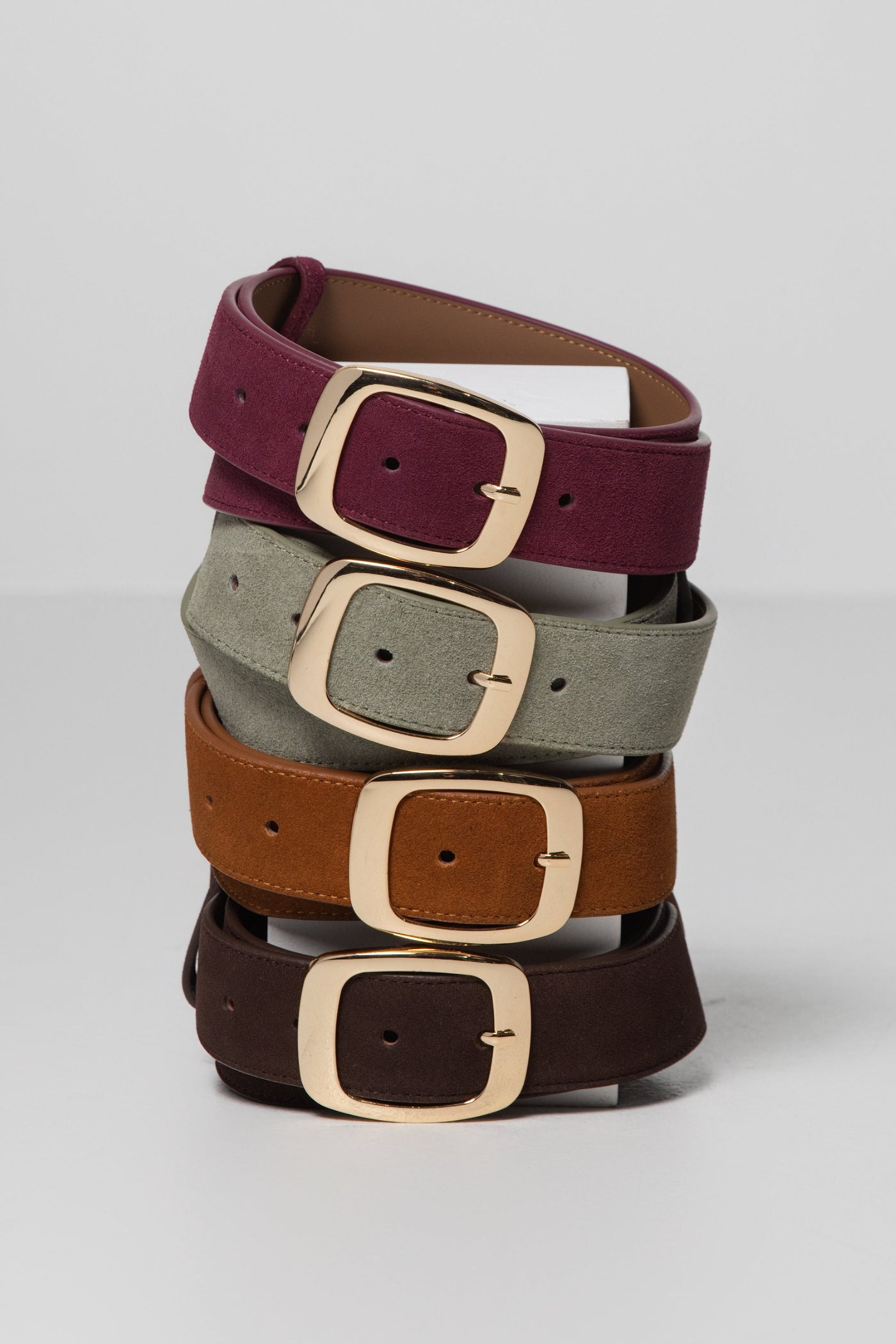 Oval Buckle Suede Belt