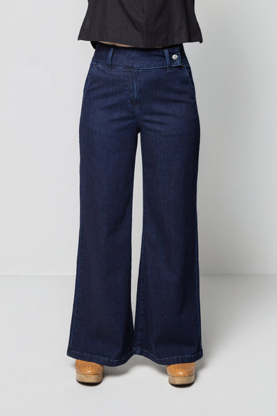 Indigo Rib Cage Manhattan Pant, Denim