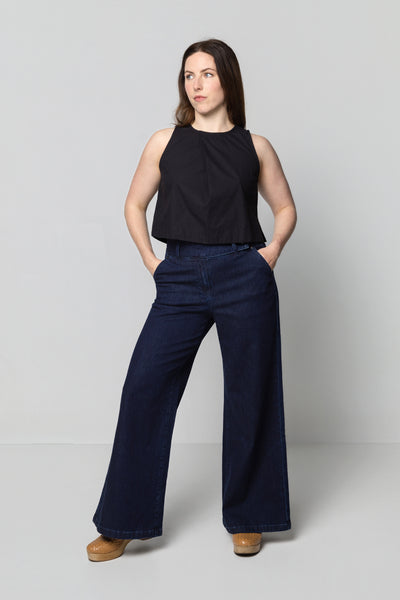 Indigo Rib Cage Manhattan Pant, Denim