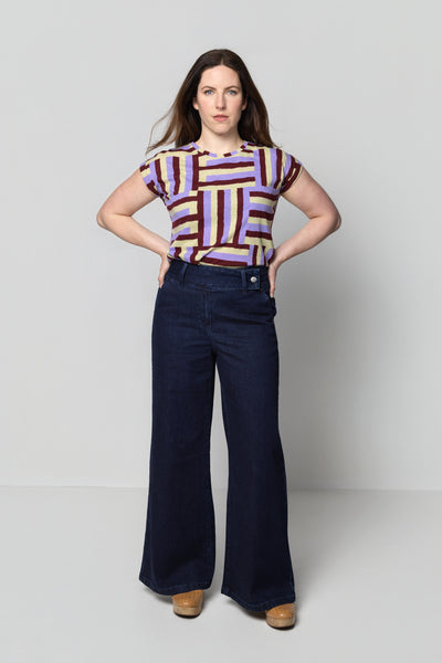 Indigo Rib Cage Manhattan Pant, Denim