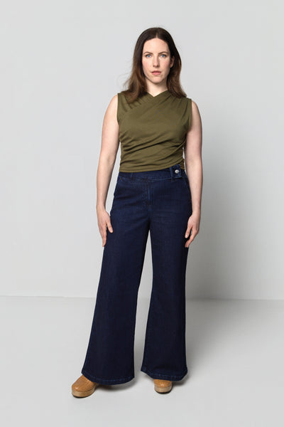 Indigo Rib Cage Manhattan Pant, Denim