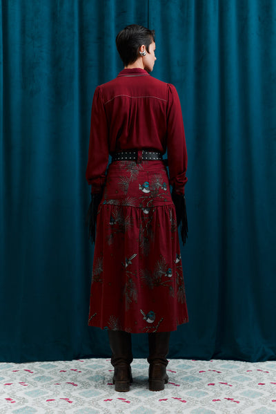 Fairy Wren Skirt, Burgundy