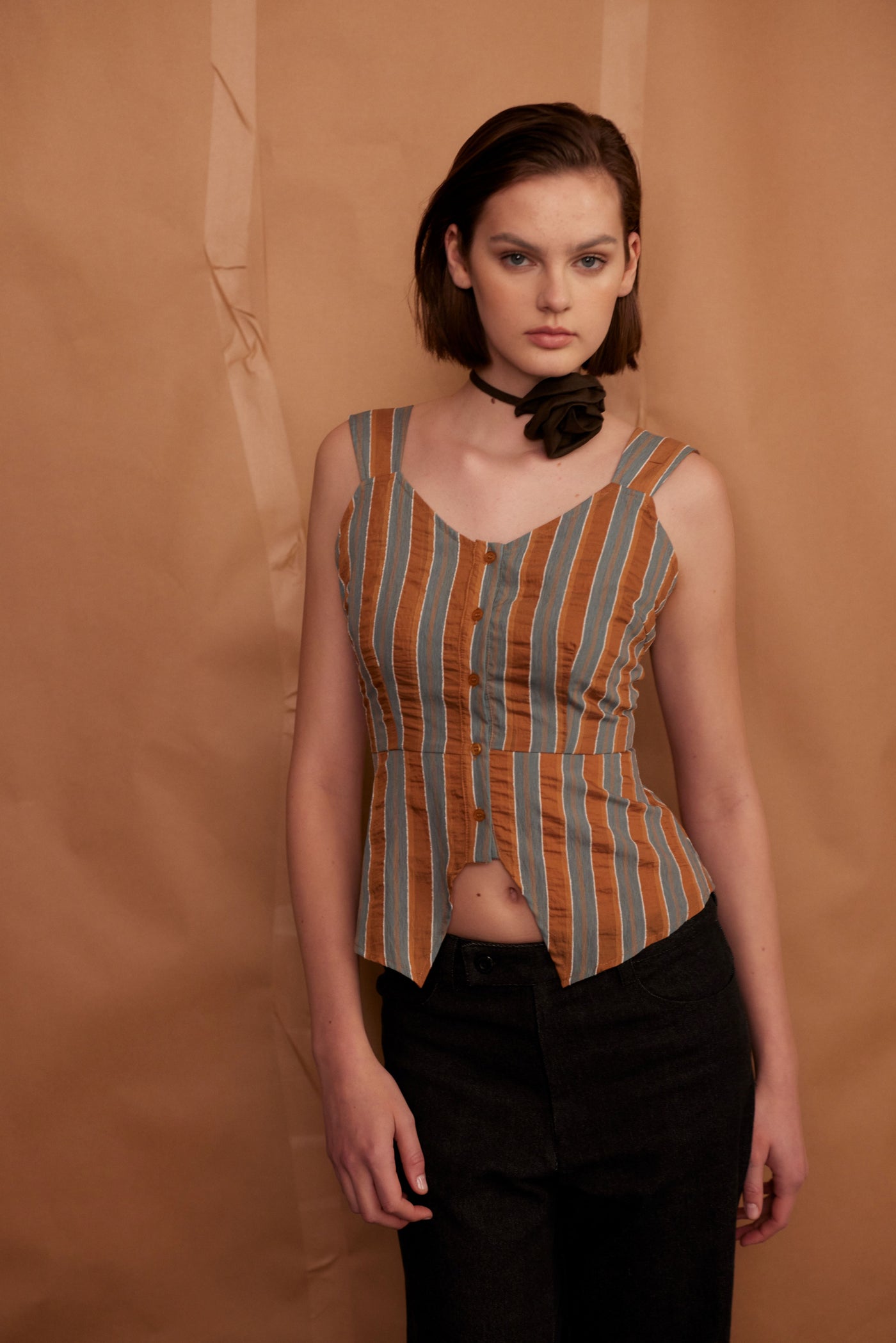 Bonham-Carter Top, Wallpaper Stripe