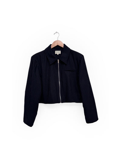 Presley Cropped Jacket, Pinstripe