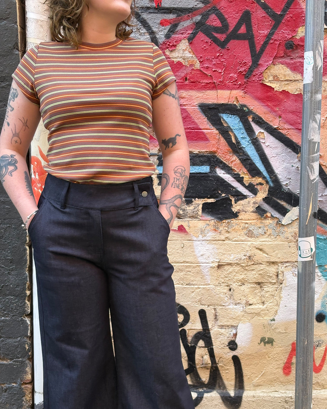 Indigo Rib Cage Manhattan Pant, Denim