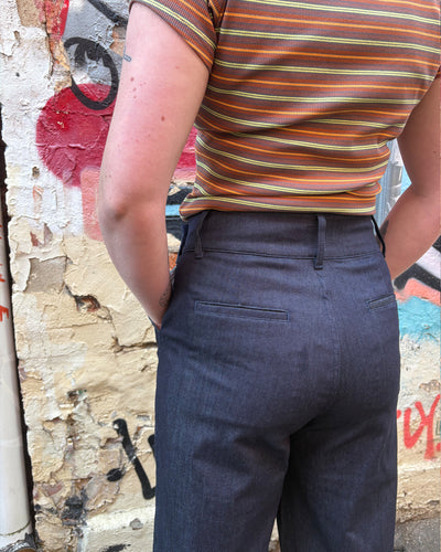 Indigo Rib Cage Manhattan Pant, Denim