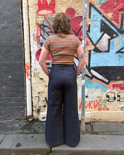 Indigo Rib Cage Manhattan Pant, Denim