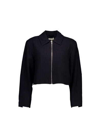 Presley Cropped Jacket, Pinstripe