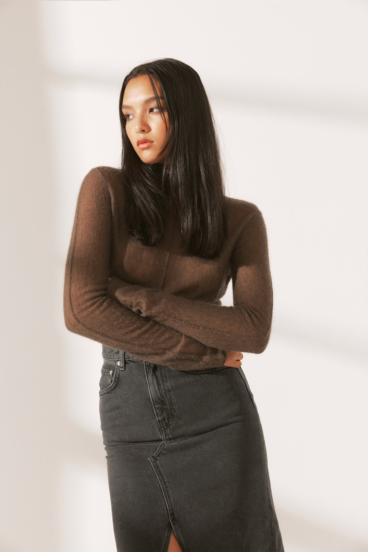 Panelled Roll Neck Knit