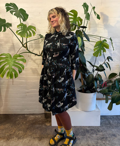 Sloth Shirt Dress, Black