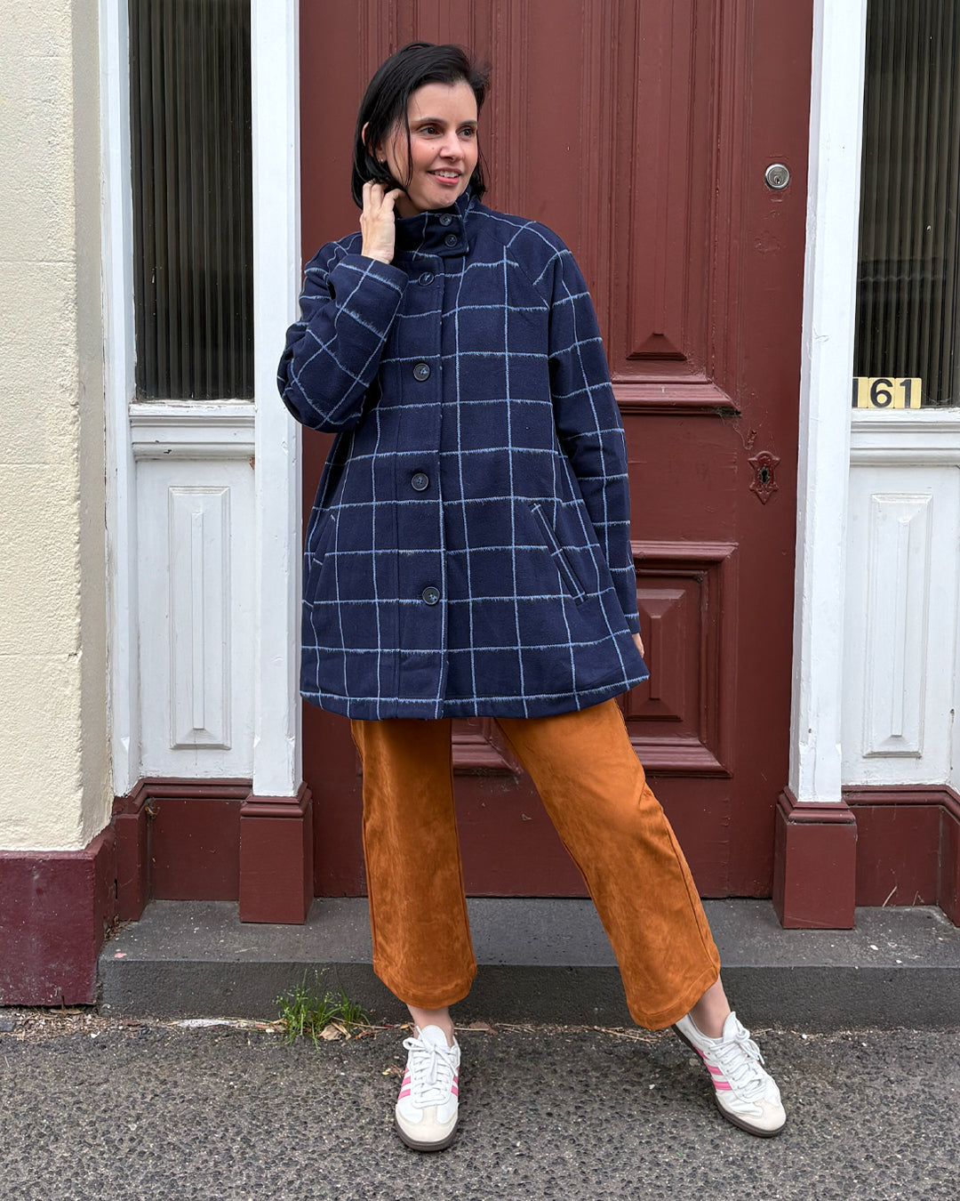 Raglan Coat, Navy Check