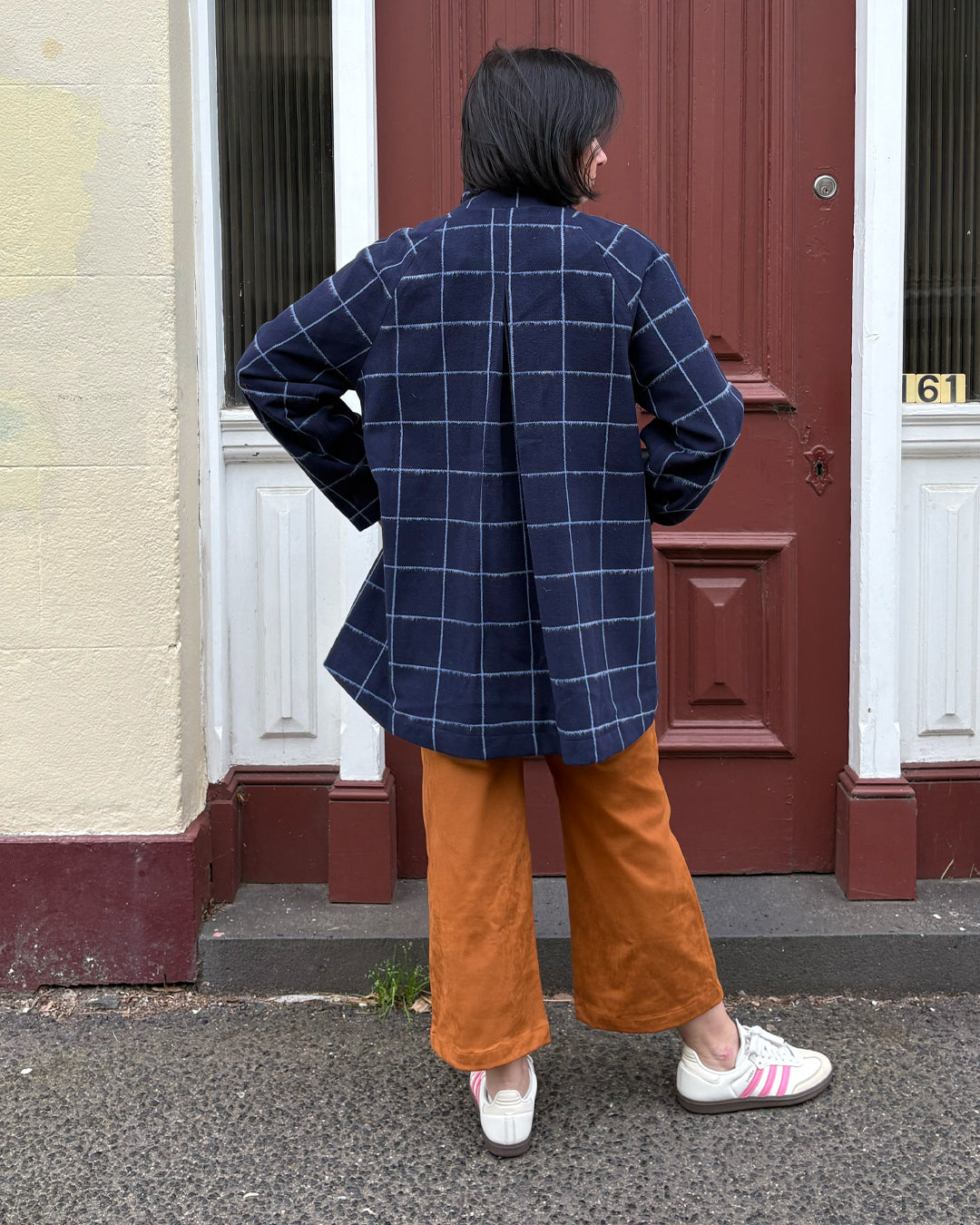 Raglan Coat, Navy Check