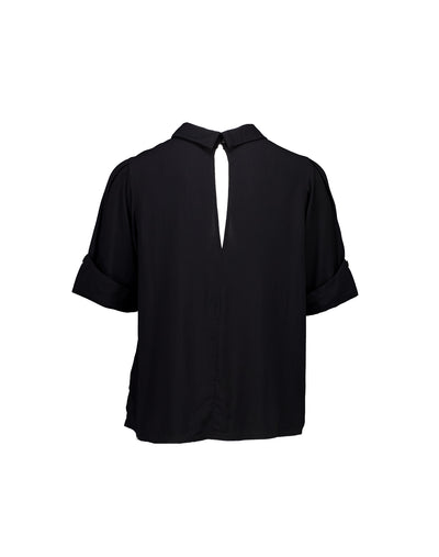 Wing Collar Top in Black