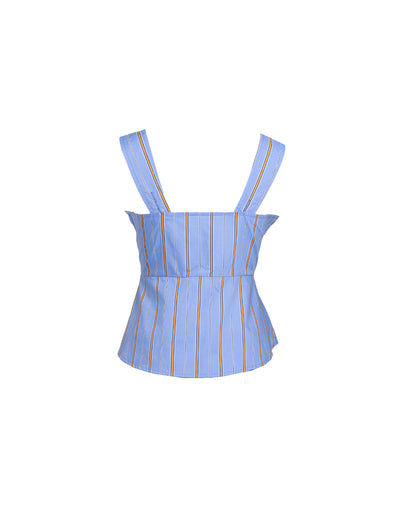 Bonham-Carter Top, Blue/Orange Stripe