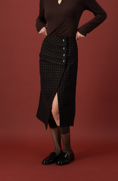 Stewart Skirt, Crepe Check