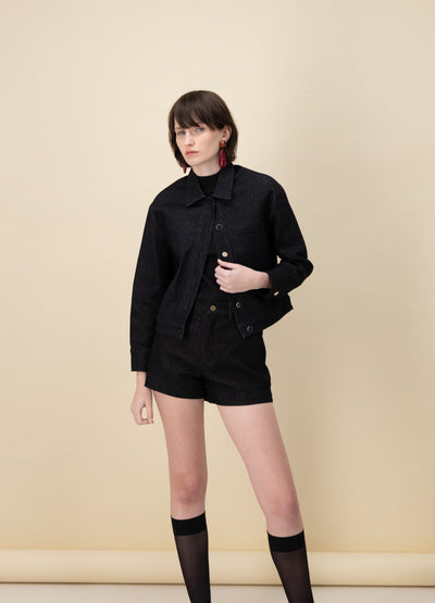 Black Denim Cropped Jacket