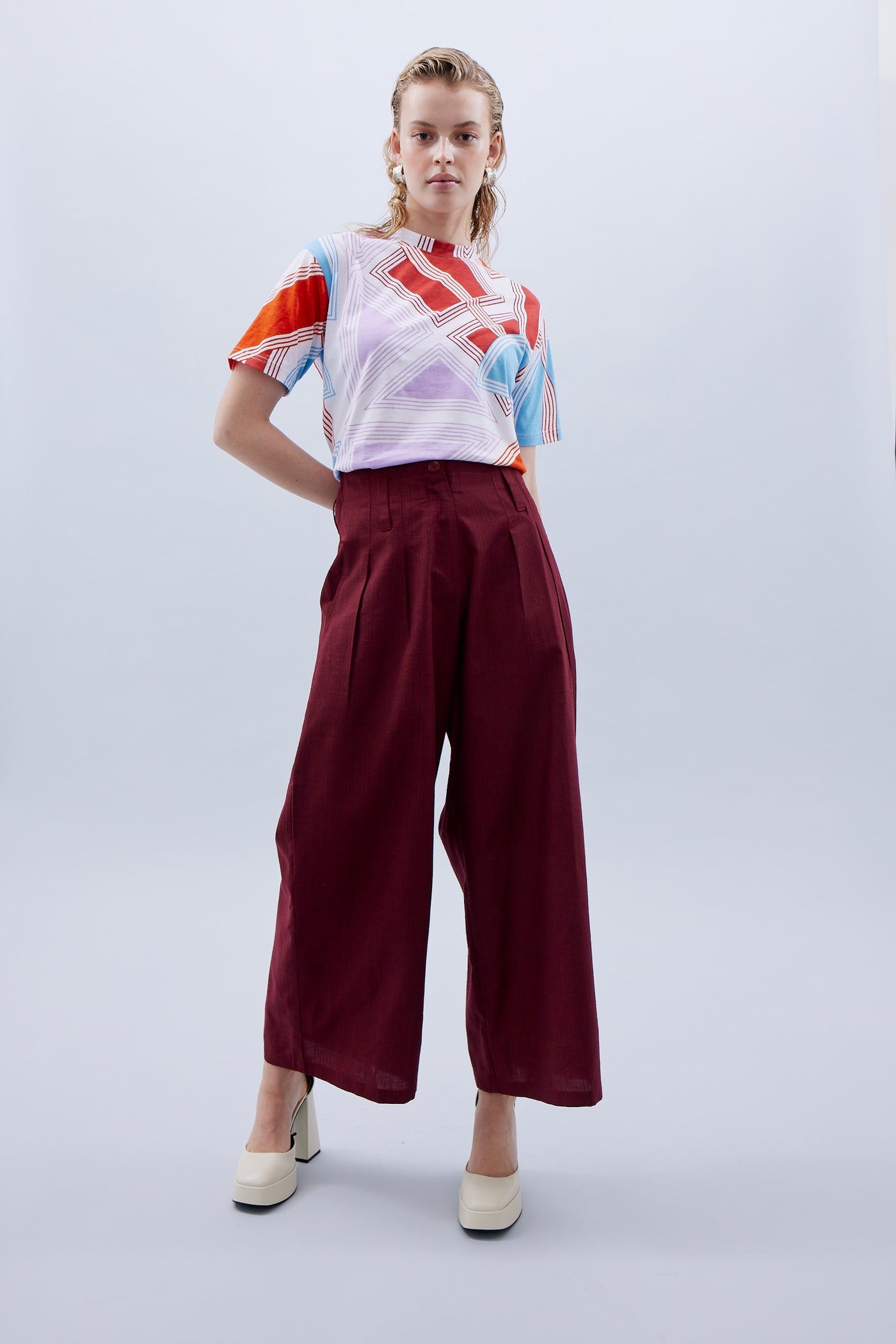 Spring Soft Wide Pant in Berry